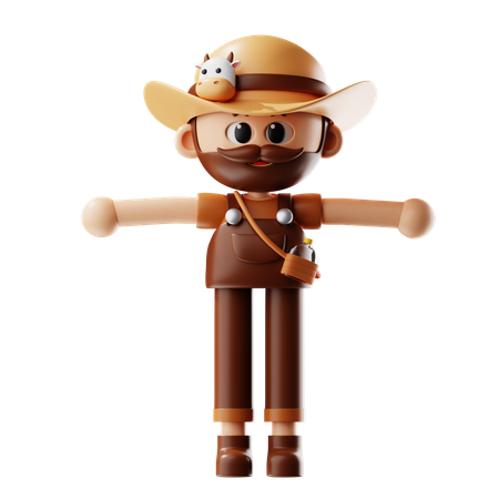 Farmer T Pose  3D Illustration