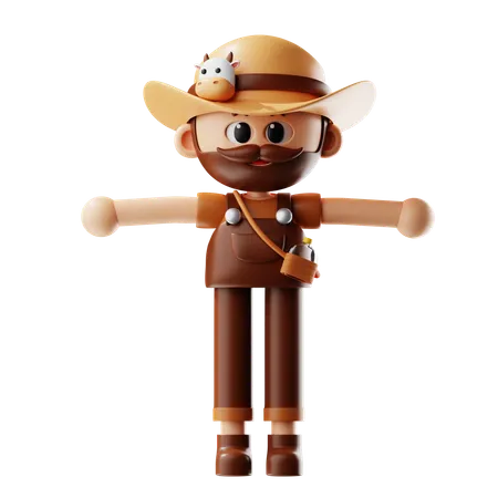 Farmer T Pose  3D Illustration