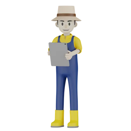 Farmer Watching List 3D Illustration