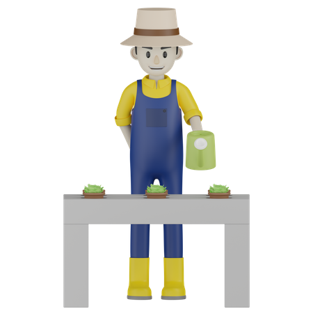 Farmer Watering  3D Icon