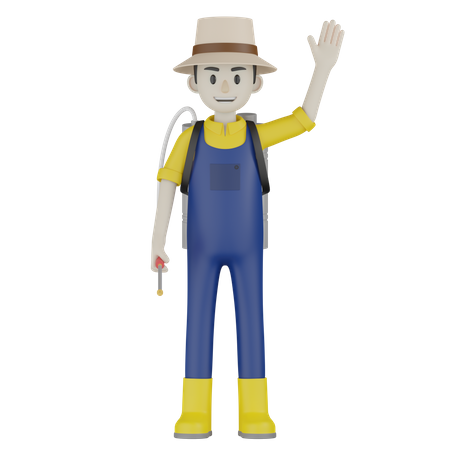 Farmer Waving Hand  3D Icon