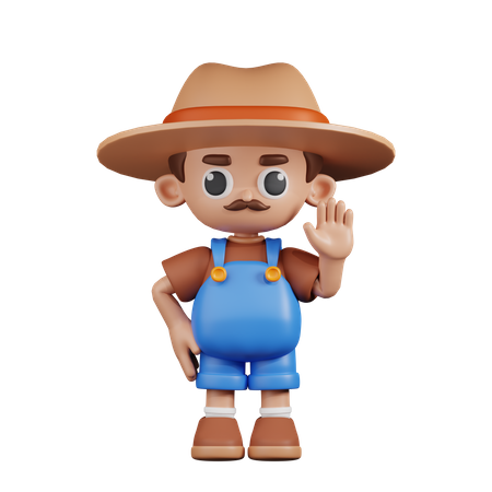 Farmer With Hands Up  3D Illustration