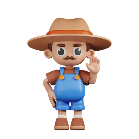 Farmer With Hands Up  3D Illustration