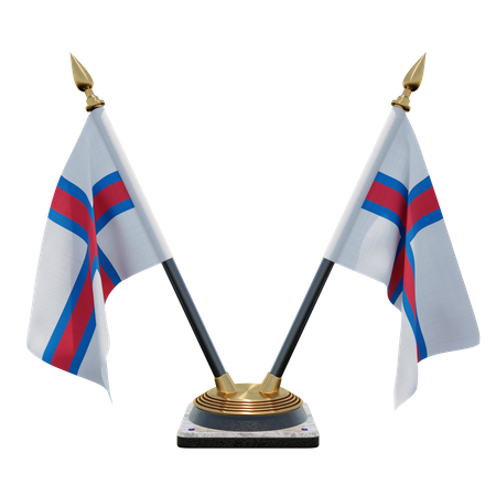 Faroe Islands Double Desk Flag Stand  3D Illustration