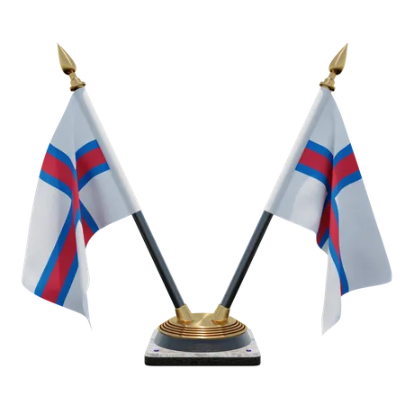 Faroe Islands Double Desk Flag Stand  3D Illustration