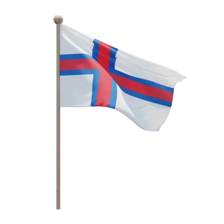 Faroe Islands Flag Pole  3D Flag