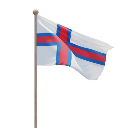 Faroe Islands Flag Pole  3D Flag