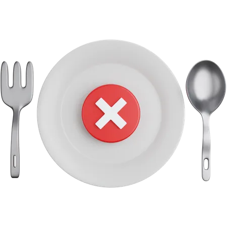 3 D Rendering Plate With Cutlery And Cross Symbol Isolated 3D Icon