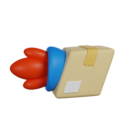 Rocket Box Fast Delivery 3 D Render Icon 3D Icon