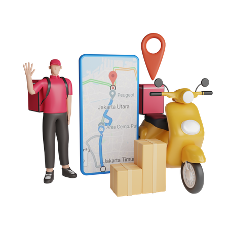 Fast delivery by scooter  3D Illustration