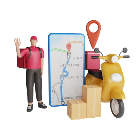 Fast delivery by scooter  3D Illustration