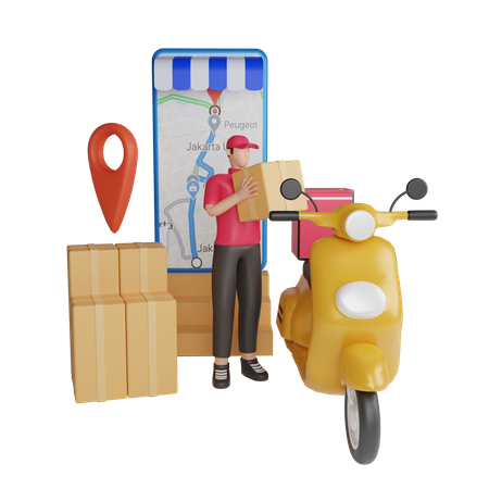 Fast delivery by scooter 3D Illustration
