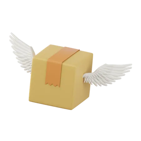 Fast Delivery Package Wings  3D Icon