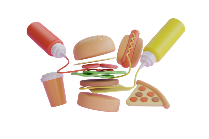 Fast Food  3D Illustration