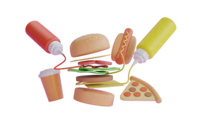 Fast Food  3D Illustration