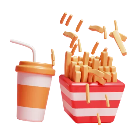French Fry Bucket Icon Isolated 3 D Render Illustration 3D Icon
