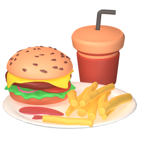 Fast Food And Drink  3D Icon