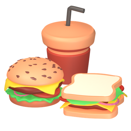 Fast Food And Drink  3D Icon