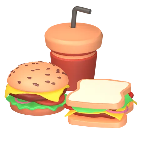 Fast Food And Drink  3D Icon