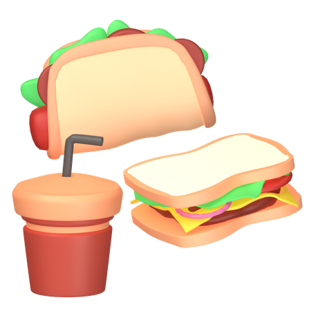 Fast Food And Drink  3D Icon