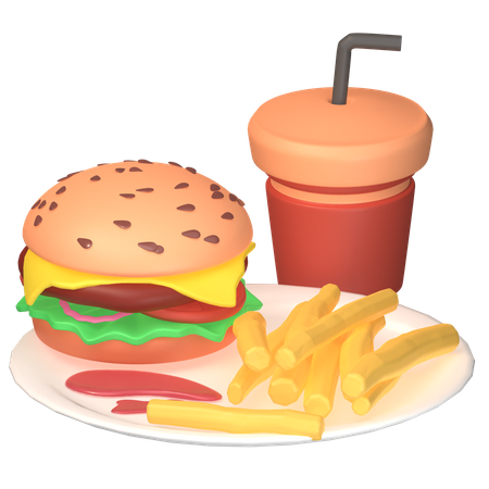 Fast Food And Drink  3D Icon