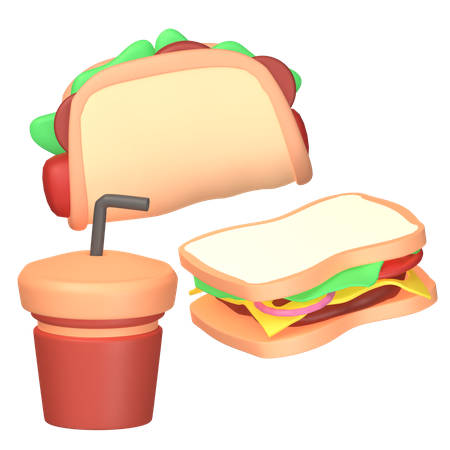 Fast Food And Drink  3D Icon