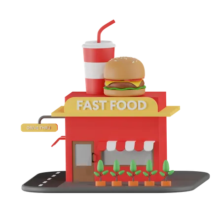 Fast food Laden  3D Icon