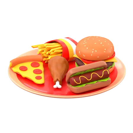 Fast Food Meal  3D Icon