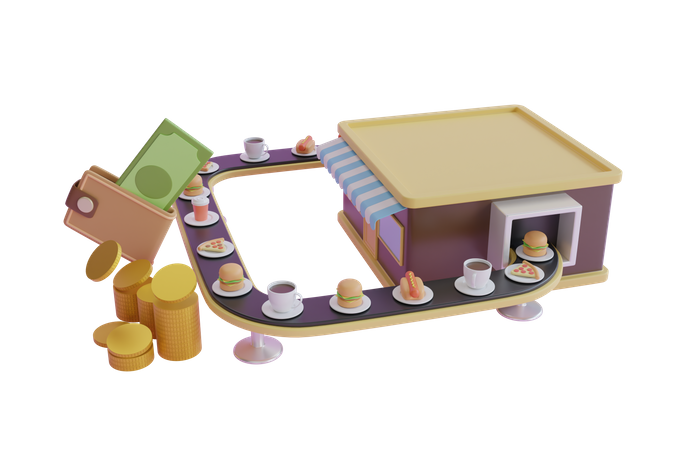 Fast Food Restaurant  3D Illustration