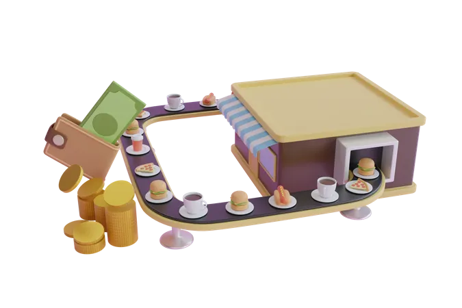 Fast Food Restaurant  3D Illustration