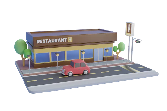 Fast food restaurant 3D Illustration