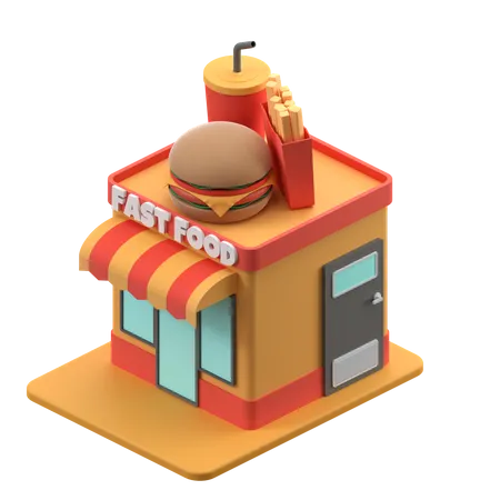 3 D Rendering Of A Fast Food Shop Building Illustration 3D Icon