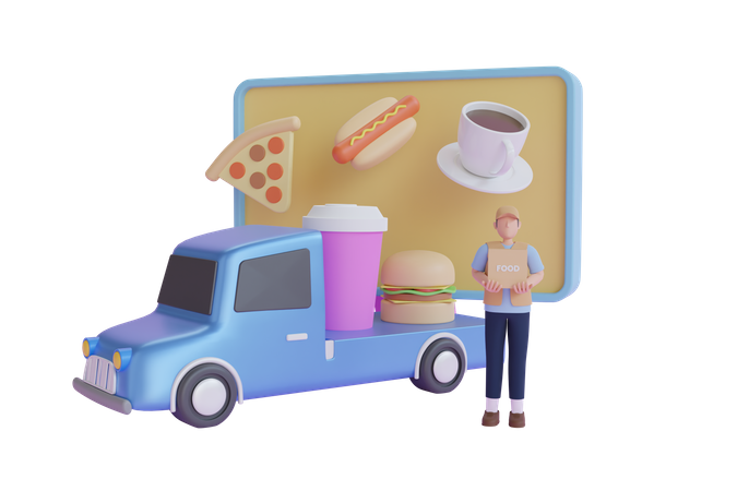 Fast Food truck  3D Illustration