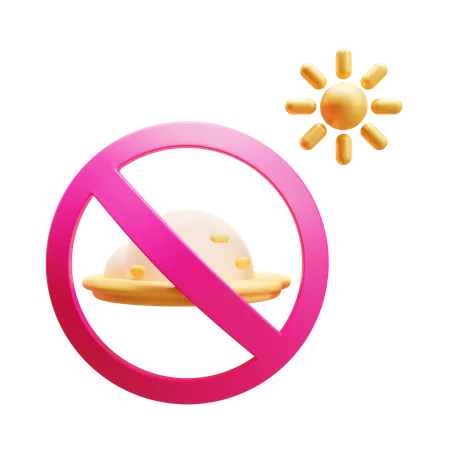 Ramadan Fasting 3 D Render Element Showing A Plate Of Rice Covered With A Forbidden Sign With A Sun On Corner 3D Icon