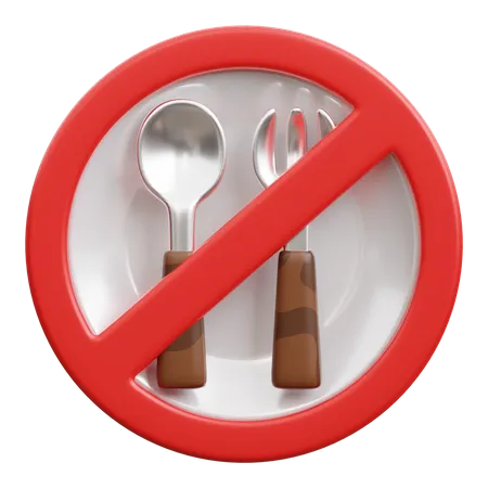 Cutlery With Prohibition Symbol 3D Icon