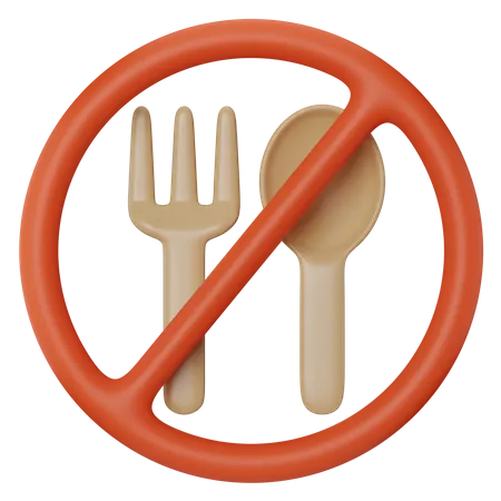 Fasting No Food Sign  3D Icon