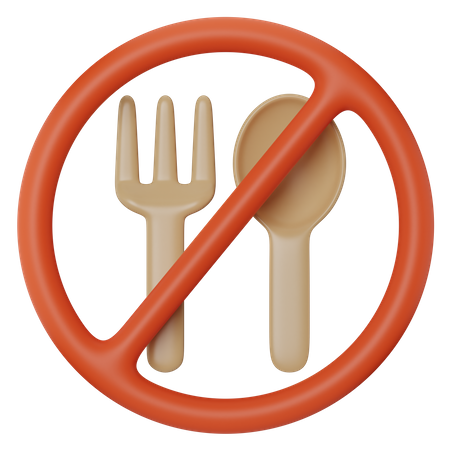 Fasting No Food Sign  3D Icon