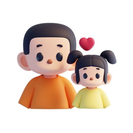 Father and daughter  3D Icon