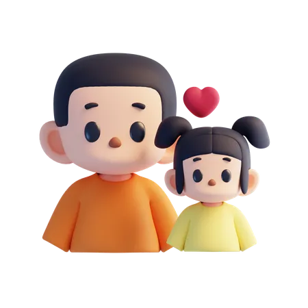 Father and daughter  3D Icon