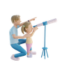 child with father 3d illustration