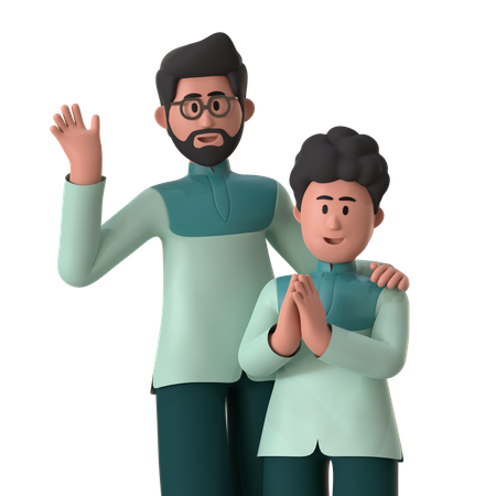 Father and son  3D Illustration