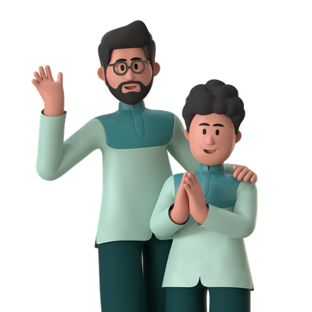 Father and son  3D Illustration