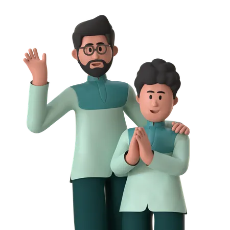 Father and son  3D Illustration