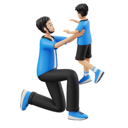 Father and Son Are Happy  3D Icon