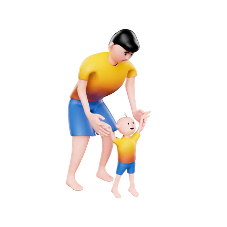 Father and son bond  3D Illustration