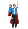 Father And Son Wearing Superman Costumes