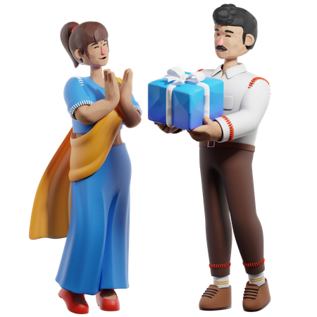 딸에게 선물을 주는 아버지  3D Icon