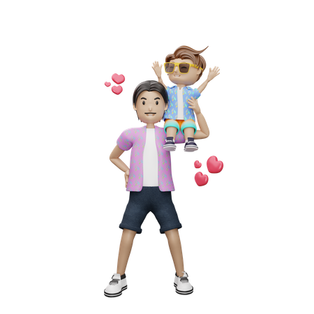 Father holding child on arm  3D Icon