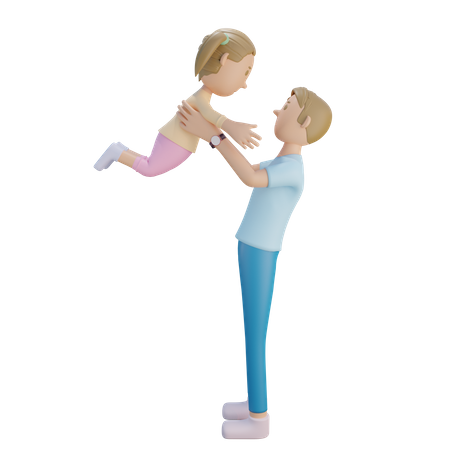 Father holding daughter  3D Icon