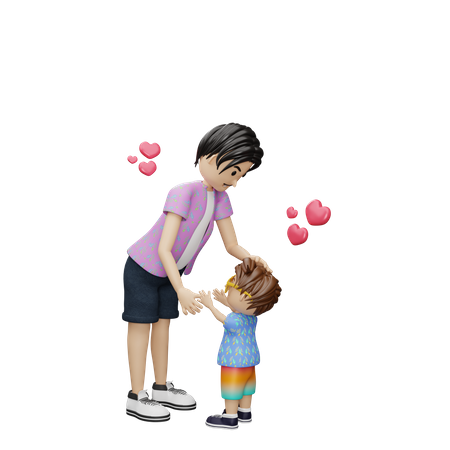 Father loving son  3D Icon